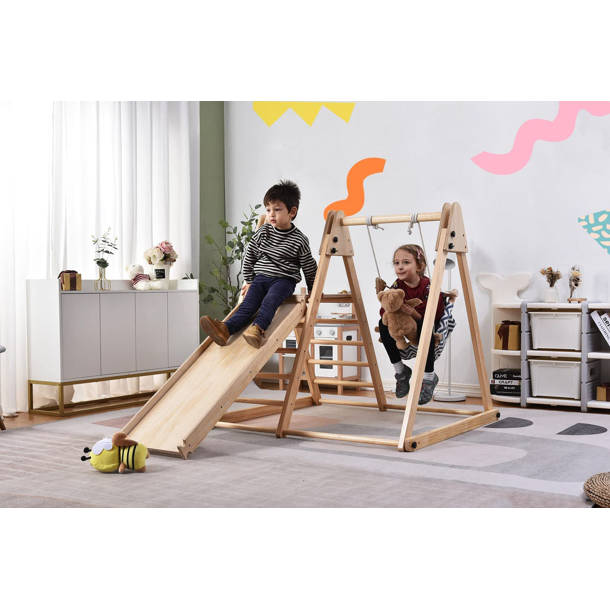 KidKraft Seacove Wooden Playset/Swing Set With Table & Bench, Slide And